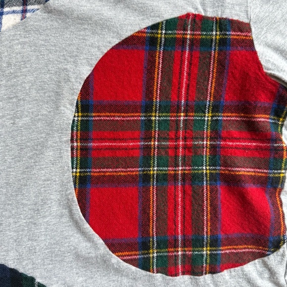 Vintage COMME DES GARCONS Gray Long Sleeve T Shirt with Round Plaid Patchwork -M - Picture 8 of 11